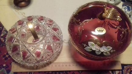 Bohemia Ваза яблоко, 5 фужеров Angela, ваза 2ч.фрг