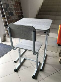 Парта и стул для школьника Серая