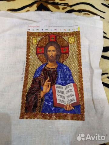 Иконы вышитые бисером Спас-Вседержитель