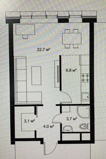 1-к квартира, 40 м², 7/14 эт.