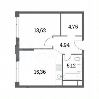 1-к квартира, 43.8 м², 36/41 эт.