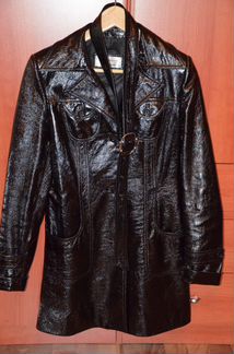 Кожаный пиджак-тренч