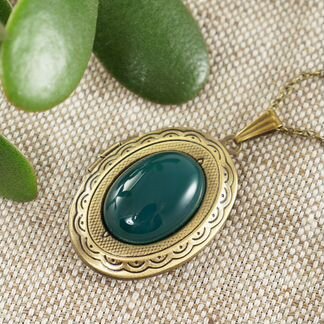 Медальон Зеленый агат (13х18мм)