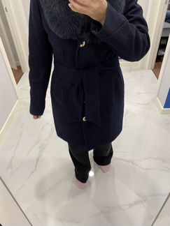 Пальто шерстяное зимнее с мехом