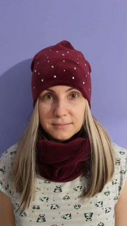 Снуд и шапка комплект со стразами swarovski новый