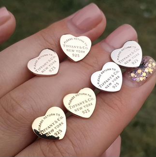 Серьги сердечки Tiffany новые