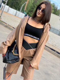 Шорты бермуды кожаные Alexander Wang