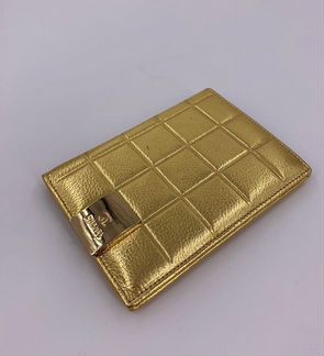 Новая обложка на паспорт из кожи золотая Chanel