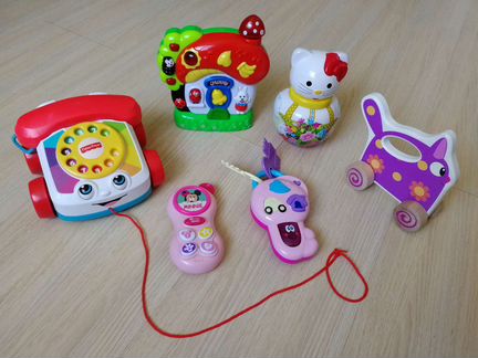 Игрушки Телефон, домик, ключ, неваляшка, каталка
