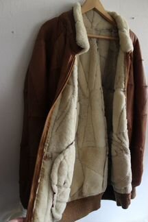 Дубленка пэчворк унисекс мех oversize бомбер