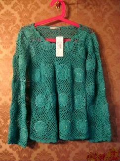 Бирюзовая ажурная вещичка More More чистый хлопок