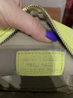 Сумка кожаная, Италия, лимонный цвет