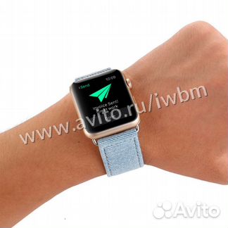 Ремешок джинсовый для Apple Watch 42/44 мм голубой