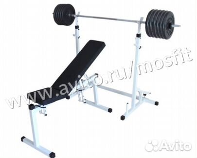 Скамья для жима + стойка + штанга