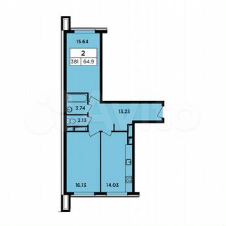 2-к апартаменты, 64.9 м², 17/17 эт.