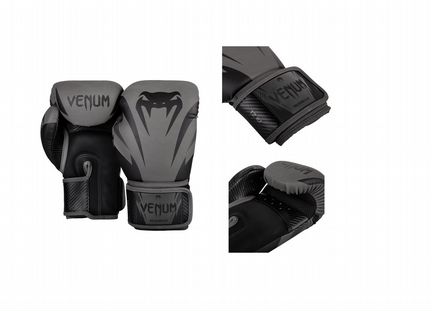 Перчатки venum impact - серый/черный 14oz