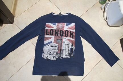 Т.синюю футболку с дл. рукавами-zara kids 140 cм