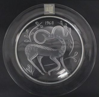 1968 г. Лалик хрустальная тарелка газель