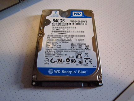 2.5 SATA WD 640Gb + 750Gb