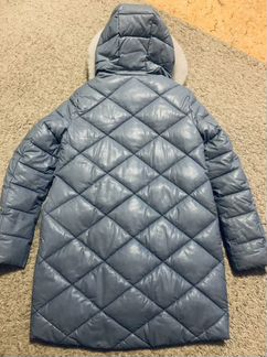 Пуховик из экокожи с мехом из песца р. 42-44