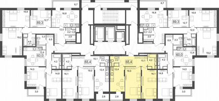 2-к квартира, 65.4 м², 11/25 эт.