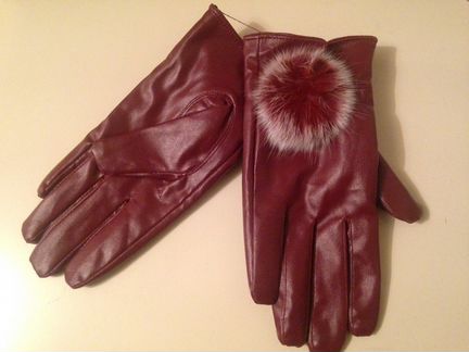 Перчатки бардовые,женские