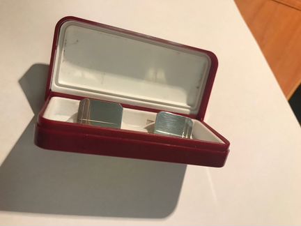 Комплект запонки + зажим для галстука серебро 925