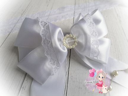 Бант школьный белый для волос