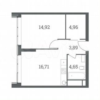 1-к квартира, 45.1 м², 17/51 эт.