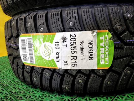 Pезина 205/55 R16 зимняя шипы Nokian новая