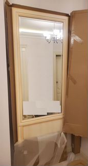 Зеркало Джоконда Крем Миасс с карнизом