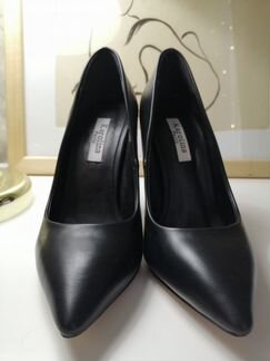 Черные кож.туфли на шпильке. Размер 34,5