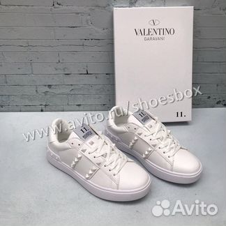 Кеды valentino белые с шипами
