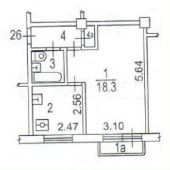 1-к квартира, 30.9 м², 2/5 эт.