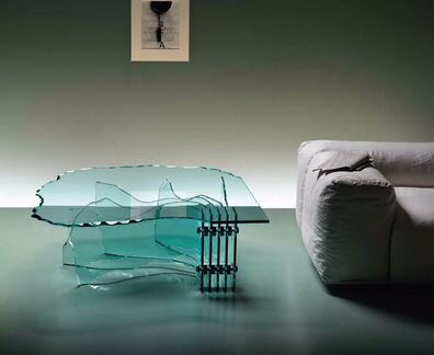Стеклянные итальянские стол, Кресло, Зеркало