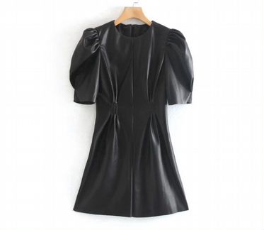 Кожаное платье с воланами в стиле Zara